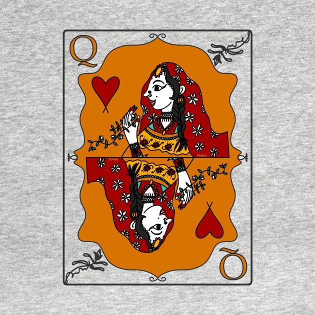 Indian Queen Of Hearts Desi Girl Black Background by panco